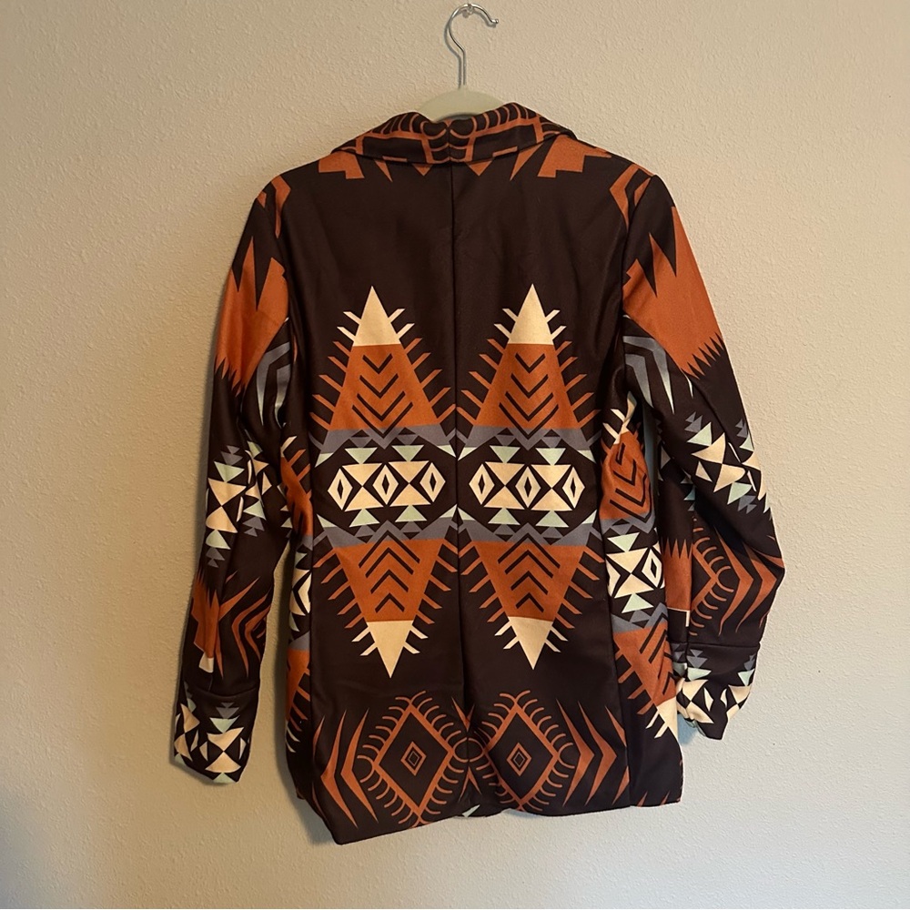 Tribal Patterned Brown Blazer - image 3